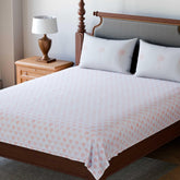 King-size Marigold Block Printed Cotton Bedsheet & Pillow Cases