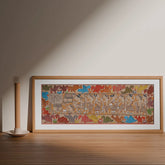 Santhal Painting Celebration of village, 29x11 Inches - Eyaas