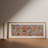 Santhal Painting Festival Celebration, 29x11 Inches - Eyaas