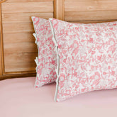 Pink & Red Floral Block Print Pillow Cover Set of 2