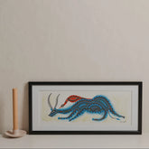 Bhil Pithora Painting, Electric Blue & Saffron - Eyaas