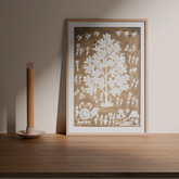 Daily Life Warli Tree of Life Painting 17x21 - Eyaas