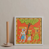 Cheriyal Painting Family Carying Vegetables 11.5x11.5 - Eyaas