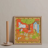 Cheriyal Painting Women Carrying Grains 11.5x11.5 - Eyaas