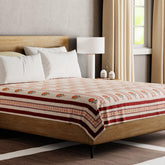 Vertical Striped Block Print King Bed Cover - Eyaas
