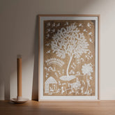 Festive Warli Tree of Life Wall Painting, 15x22 - Eyaas
