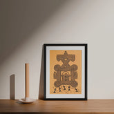 Mandana Painting, Black & Yellow, 8 x 11 Inches - Eyaas