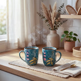 Handpainted Ceramic Mug Set Blue-Green - 250ml