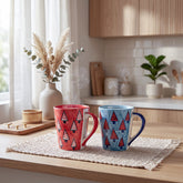 Christmas Ceramic Coffee Mug Set (Grey and Red)