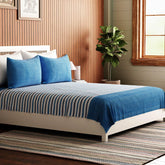 Striped King-size Bed Cover with Pillow Cover, Blue - Eyaas