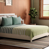Striped King-size Bed Cover & Pillow Cover, Lime Green - Eyaas