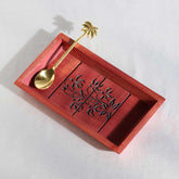 Floral Hand-Carved Red Sheesham Wood Tray