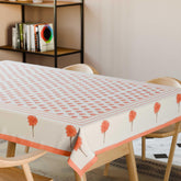Orange Marigold Buti Block Printed Table Cloth