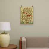 Beige Tree with Birds Kashmiri Crewel Wall Hanging, 1.5x2 ft