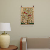 Peach Tree with Birds Kashmiri Crewel Embroidery Wall Hanging, 1.5x2 ft