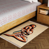 Beige Abstract Mother & Child Crewel Embroidery Rug, 2.5x4 ft