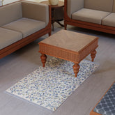 Blue Paisley Trellis Kashmiri Wool Crewelwork Rug, 3x5 ft