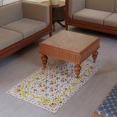 Blue Floral Kashmiri Crewel Emrboidery Wool Rug, 3x5 ft