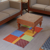 Vibrant Multi Colour Geometric Crewel Embroidery Wool Rug, 3x5 ft