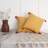 Mustard Cotton Cushion Covers 12x12 - Set of 2 - Eyaas