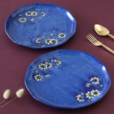 Daisy Ceramic Dinner Plates Set of 2 (Blue) - Eyaas
