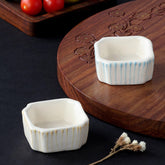 Square Ceramic Dip Bowls Set of 2 (White & Blue) - Eyaas