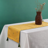 Yellow Chanderi Table Runner with Golden Motifs - Eyaas