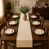 Grey Floral Block Printed Table Runner