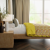 Block Printed Single Bed Cotton Duvet Cover, 60x90, Yellow - Eyaas