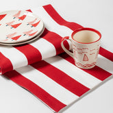 Red and White Striped Cotton Patchwork Table Runner - Eyaas