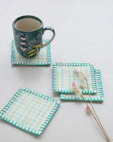 Fabric Coasters in Blue, Turquoise, Green - 4x4 - Eyaas