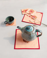 Fabric Trivet Set of 2 & Coaster Set of 6, Red Orange - Eyaas