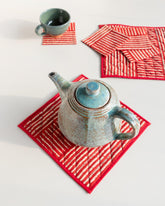 Rust Striped Fabric Trivets & Coasters - Set of 6 - Eyaas