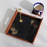 Sikki Grass Work Sheesham Wood Square Tray - Eyaas
