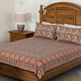 Circular Block Printed Kalamkaari Bedcover & Pillow Cases