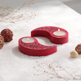 Ying Yang Bird T-Light Holders Red Set of 2