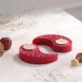Ying Yang Leaves T-Light Holders Red Set of 2