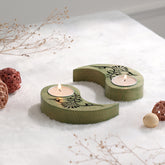 Ying Yang Floral T-Light Holders Green Set of 2