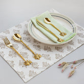 Palm Tree Steel Cutlery Set of 4 - Brass Coated - Eyaas