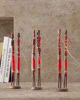 Wooden African Masai Tribal Pair - 12 Inches, Striped - Eyaas