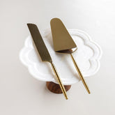 Steel Cake Knife & Server - Brass Coated - Eyaas