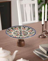 Ceramic & Wood Serving Platter - 10 Inch - Eyaas