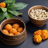 Mango Wood Flat Round Serving Bowls Set of 2 - Eyaas