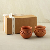 Traditional Matka Diya Set of 2 – Water Drop Cuts