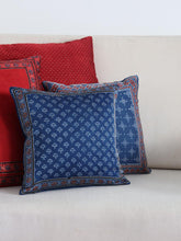 Modal Silk Ajrakh Cushion Cover Indigo & White - 12x12 - Eyaas