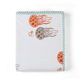 Jellyfish Block Printed Mulmul Dohar, 60x90, Orange & Blue - Eyaas
