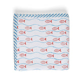 Blue Rust Fish Waves Mulmul Baby Dohar 40x40/60x90 - Eyaas