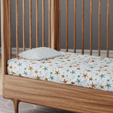 Cot Sheet 40x40, Snail-Starfish, Blue & Orange - Eyaas