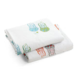 Jellyfish Block-Print Cotton Dohar, Set of 2, 60x90 - Eyaas