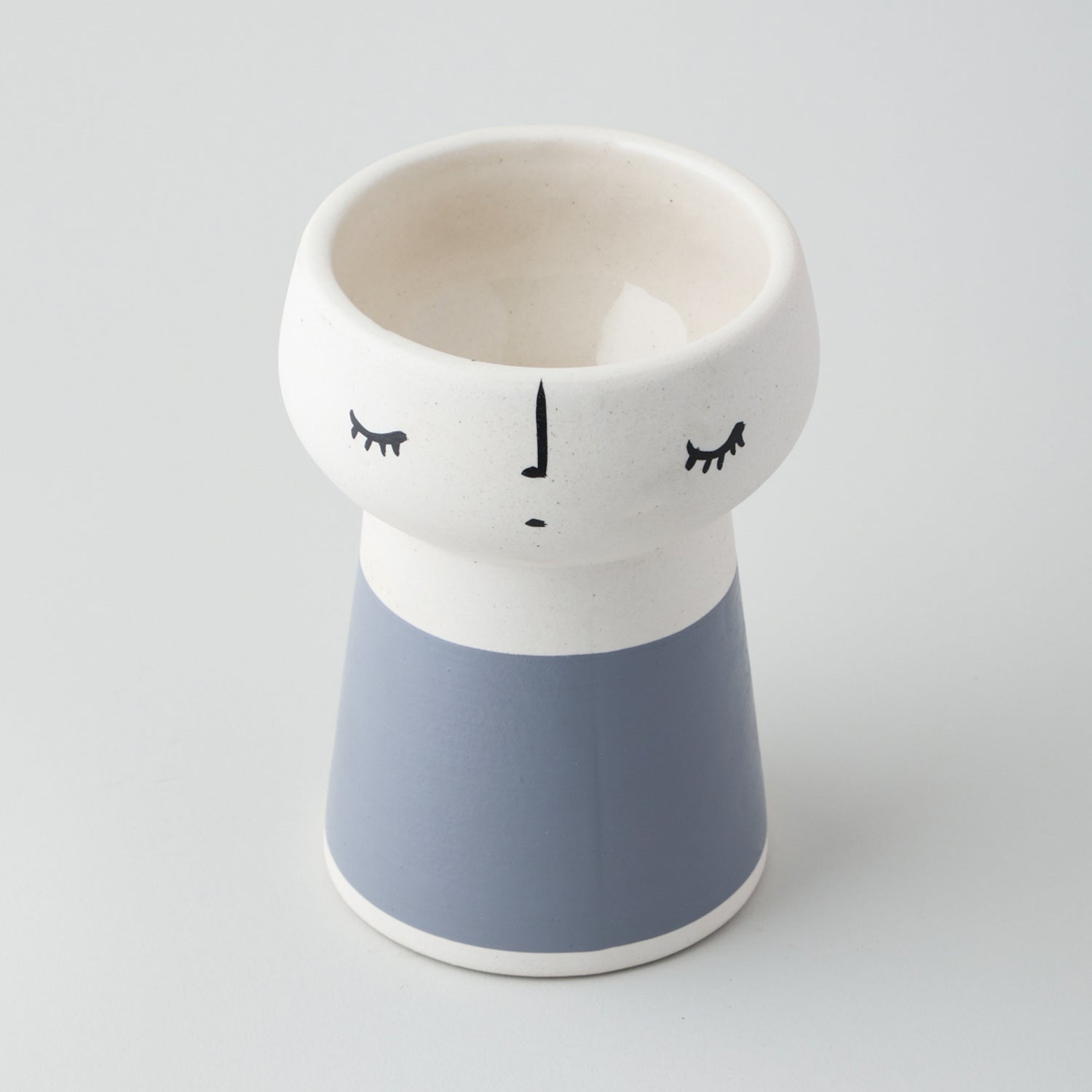 Ceramic Flower Vase (Set of 2) Colour Block White & Grey 5x4